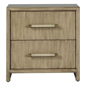 Bowery Hill Hardwood Light Brown Nightstand Rectangular USB Ports 28&quotW x 28&quotH Assembly Required