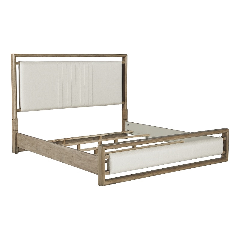 Bowery Hill Transitional King Upholstered Panel Bed in Nutmeg