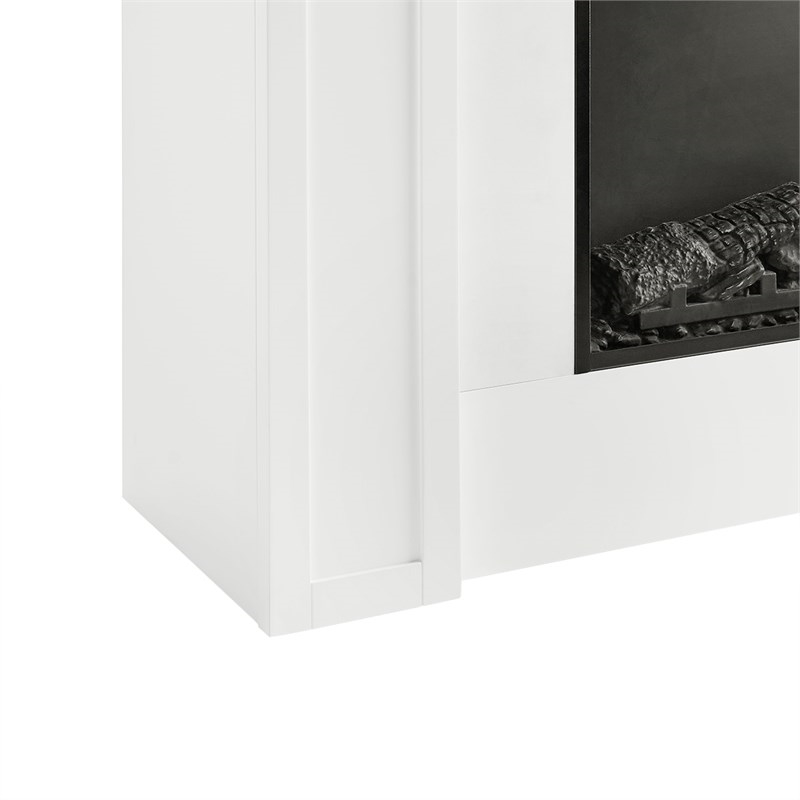 Bowery Hill Solid Wood and Glass Landscape Electric Fireplace in White and Brown
