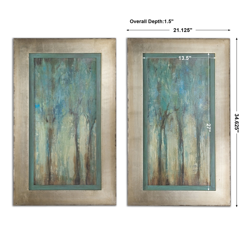 Bowery Hill Whispering Wind Wood and Paper Framed Art in Multi-Color (Set of 2)