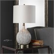 Bowery Hill Ceramic Metal Fabric Table Lamp in Textured Ivory/Light Beige