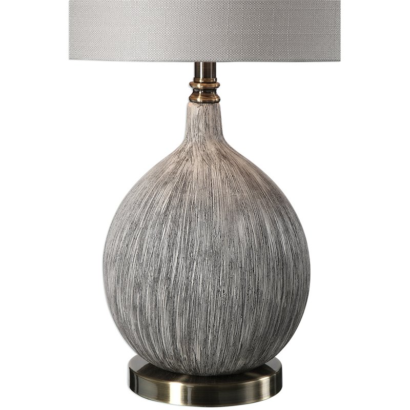 Bowery Hill Ceramic Metal Fabric Table Lamp in Textured Ivory/Light Beige
