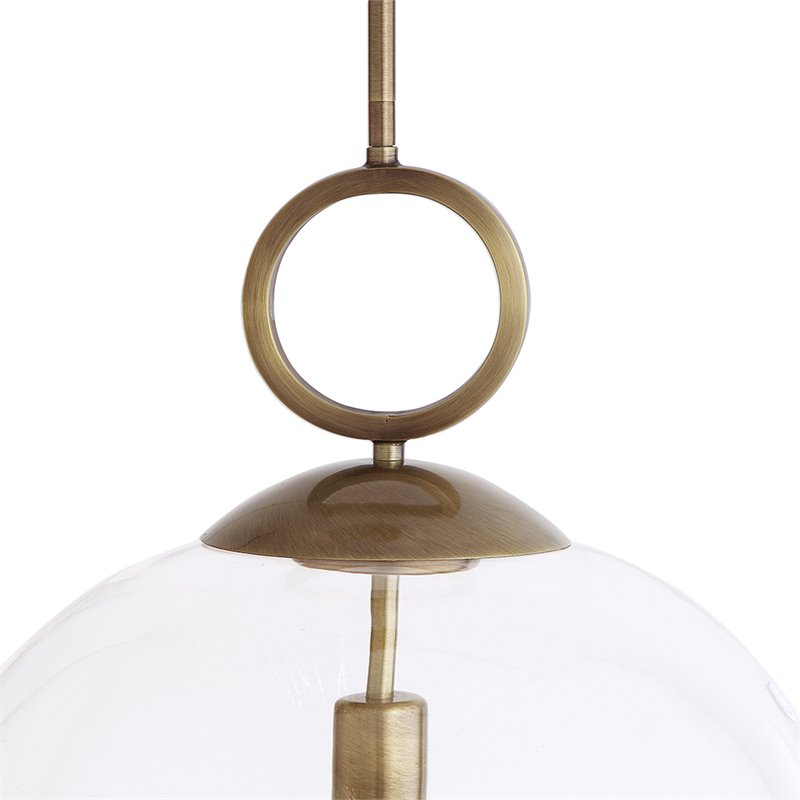 Bowery Hill Coastal Steel and Glass Pendant Light in Aged Brass/Clear