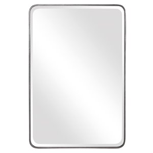 Bowery Hill Contemporary Iron and Glass Wall Mirror in Silver Leaf