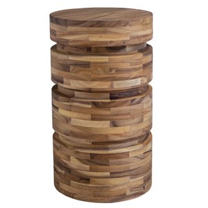 Bowery Hill Coastal Acacia Wood Drink Table in Natural Finish
