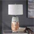 Bowery Hill Ceramic Iron and Fabric Table Lamp in Terracotta Rust Brown