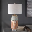 Bowery Hill Ceramic Iron and Fabric Table Lamp in Terracotta Rust Brown