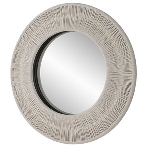 Bowery Hill Sailors Knot Small Round Iron Rope and MDF Wood Mirror in White