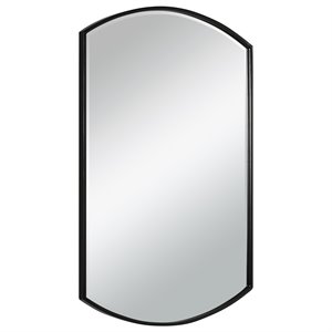 Bowery Hill Transitional Iron Metal and MDF Mirror in Sleek Satin Black