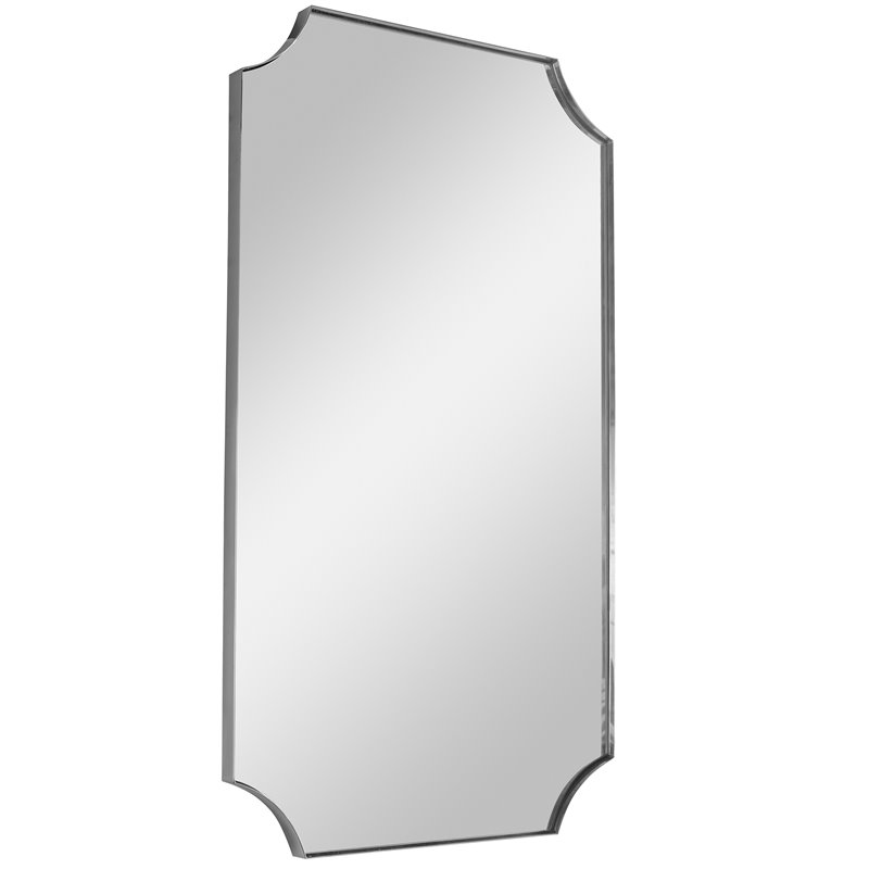 Bowery Hill Scalloped Corner Stainless Steel Mirror in Polished Nickel