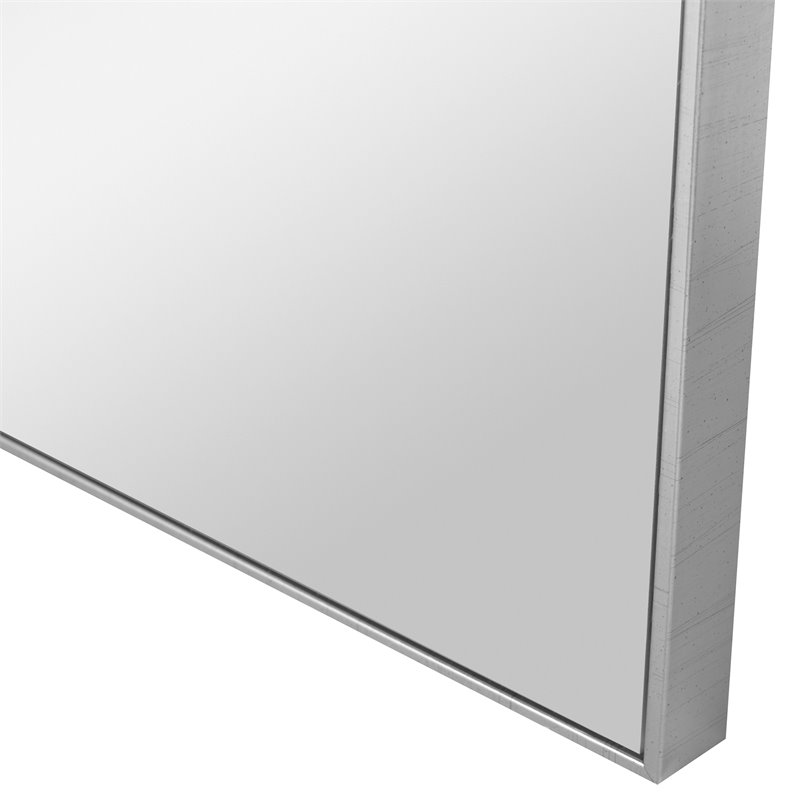 Bowery Hill Square Contemporary Plastic and MDF Mirror in Brushed Silver