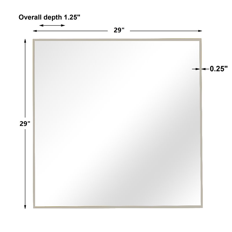 Bowery Hill Square Contemporary Plastic and MDF Mirror in Brushed Silver