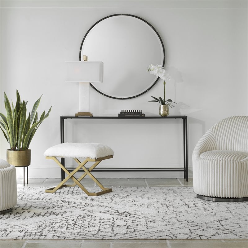 Bowery Hill Steel Rustic Black Console Table Rectangular 60