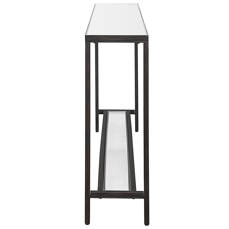 Bowery Hill Steel Rustic Black Console Table Rectangular 60