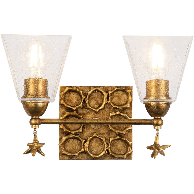 Bowery Hill 2-light Transitional Metal Bath Vanity Light in Gold Leaf