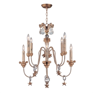 Bowery Hill Transitional 8-light 2-Tier Resin Chandelier in Antique Gold