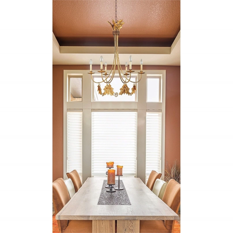 Bowery Hill Transitional 6-light Resin Chandelier in Distressed Gold