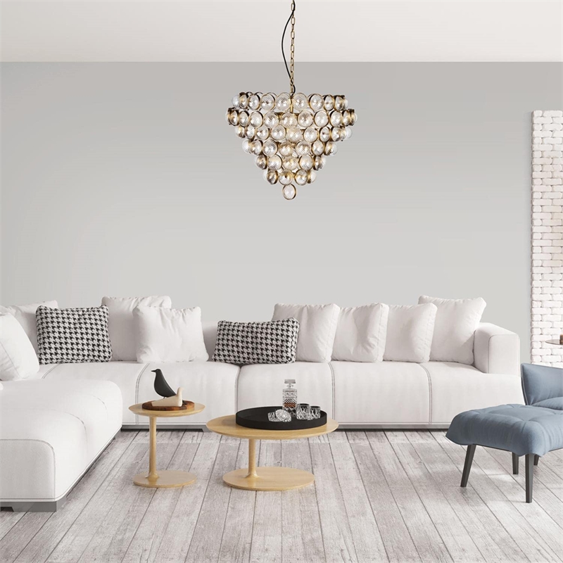 Bowery Hill Transitional Bouquet 8-light Glass Chandelier in Aged Brass