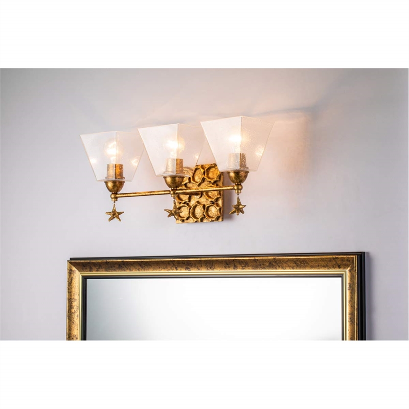 Bowery Hill 3-light Transitional Metal Bath Vanity Light in Gold Leaf