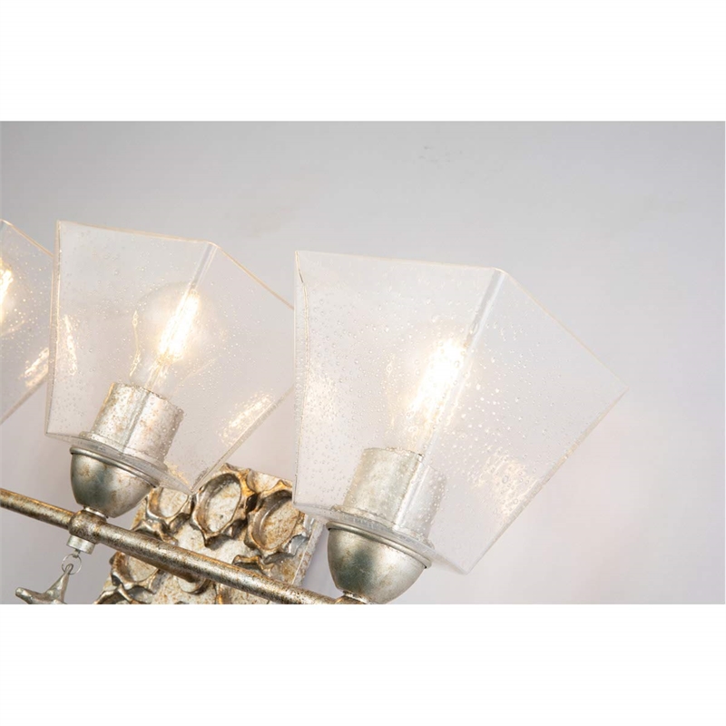 Bowery Hill 3-light Transitional Metal Bath Vanity Light in Silver Leaf