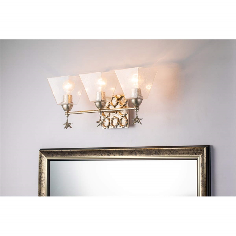 Bowery Hill 3-light Transitional Metal Bath Vanity Light in Silver Leaf