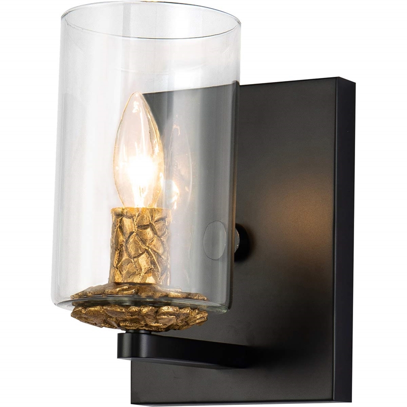 Bowery Hill Transitional 1-light Metal Bath Vanity Light in Matte Black