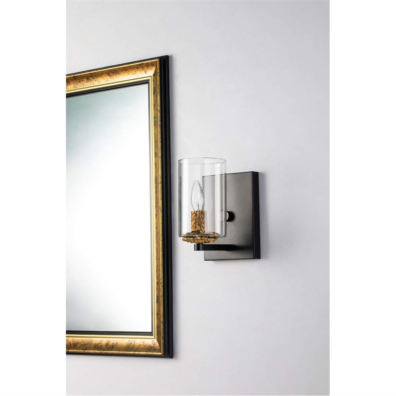 Bowery Hill Transitional 1-light Metal Bath Vanity Light in Matte Black