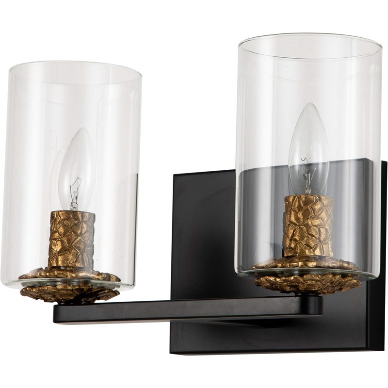 Bowery Hill Transitional 2-light Metal Bath Vanity Light in Matte Black