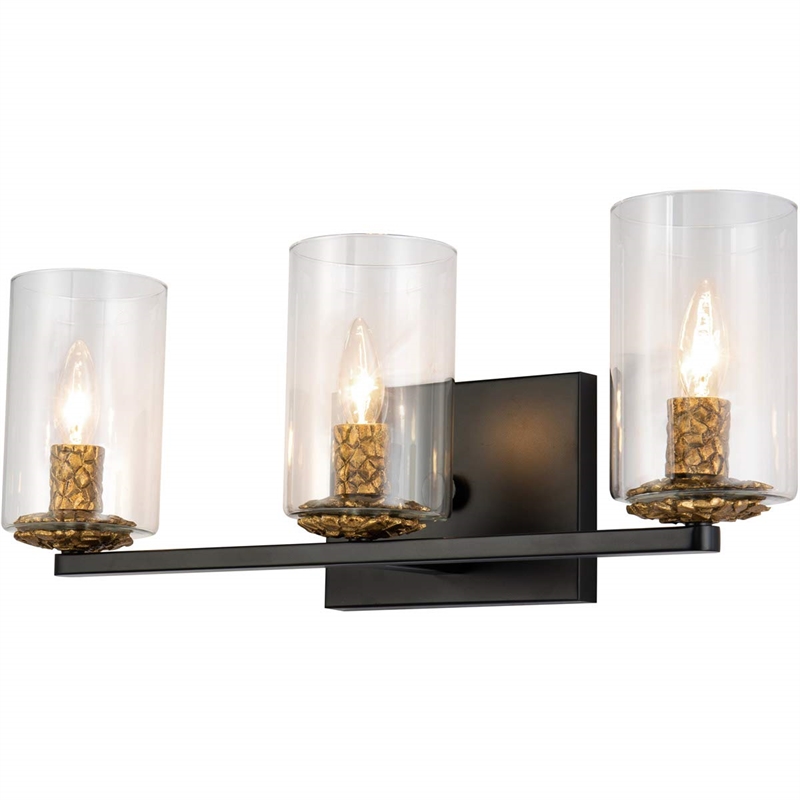 Bowery Hill Transitional 3-light Metal Bath Vanity Light in Matte Black