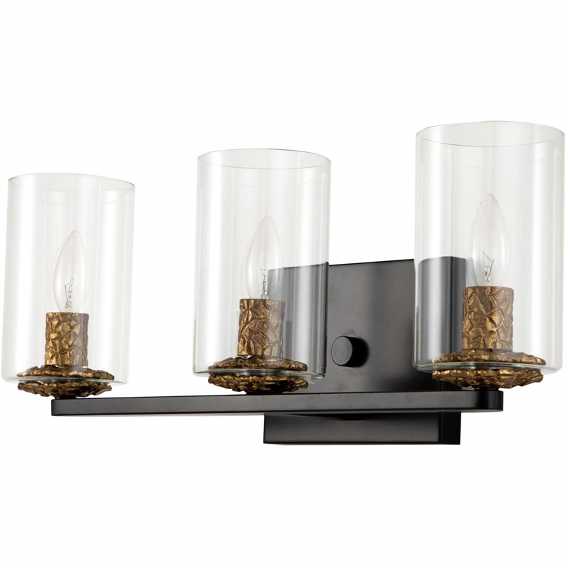 Bowery Hill Transitional 3-light Metal Bath Vanity Light in Matte Black