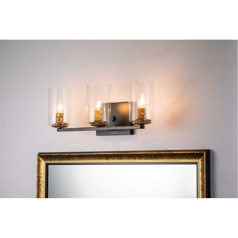 Bowery Hill Transitional 3-light Metal Bath Vanity Light in Matte Black