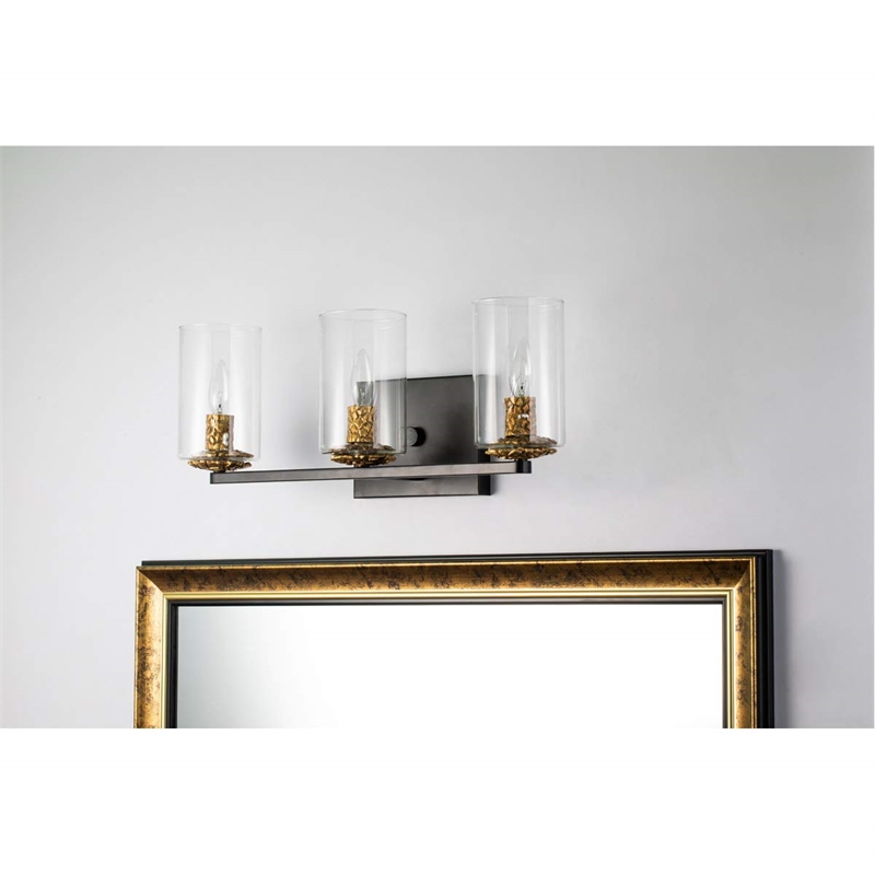 Bowery Hill Transitional 3-light Metal Bath Vanity Light in Matte Black