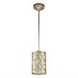 Bowery Hill Transitional 1-light Metal Mini Pendant in Distressed Silver