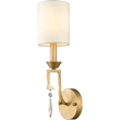 Bowery Hill Steel Gold Leaf Wall Sconce Rectangular Crystal Accent Greek Key Motif 17.75