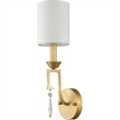 Bowery Hill Steel Gold Leaf Wall Sconce Rectangular Crystal Accent Greek Key Motif 17.75