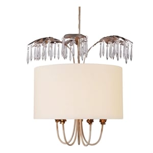 Bowery Hill 5-light Resin Pendant with Gold/Silver Accents in Creme