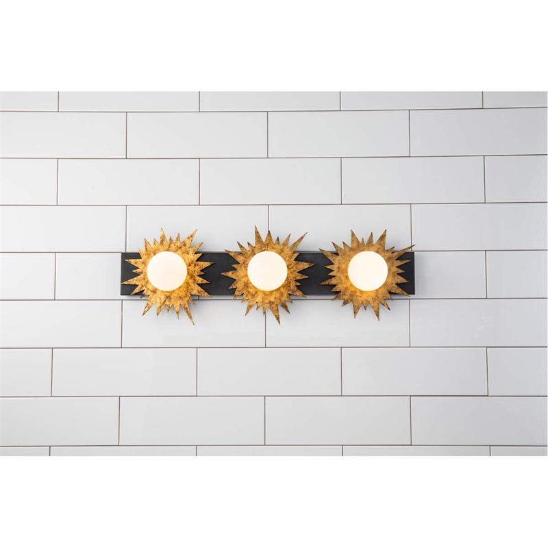 Bowery Hill 3-light Metal Bath Vanity Light in Gold/Weathered Zinc