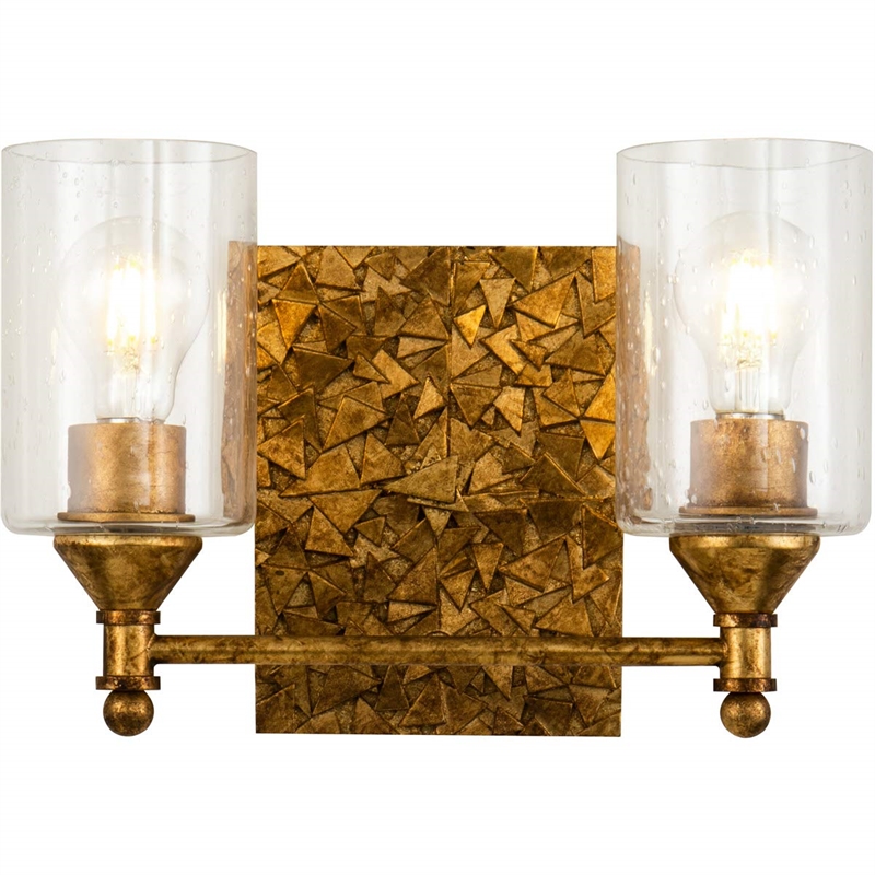 Bowery Hill Transitional 2-light Metal Bath Vanity Light in Antique Gold