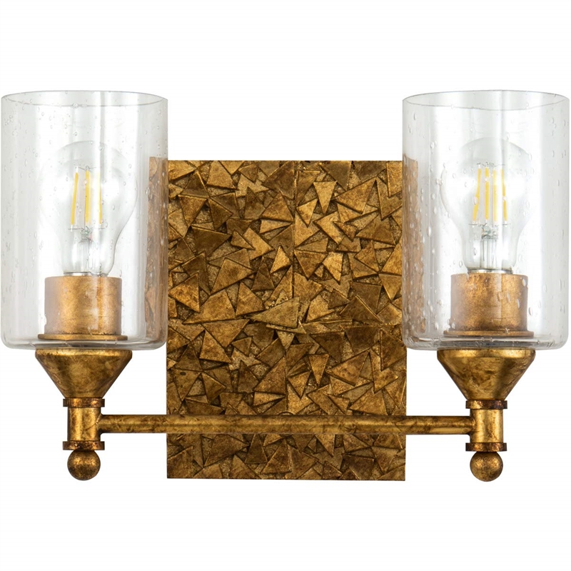 Bowery Hill Transitional 2-light Metal Bath Vanity Light in Antique Gold