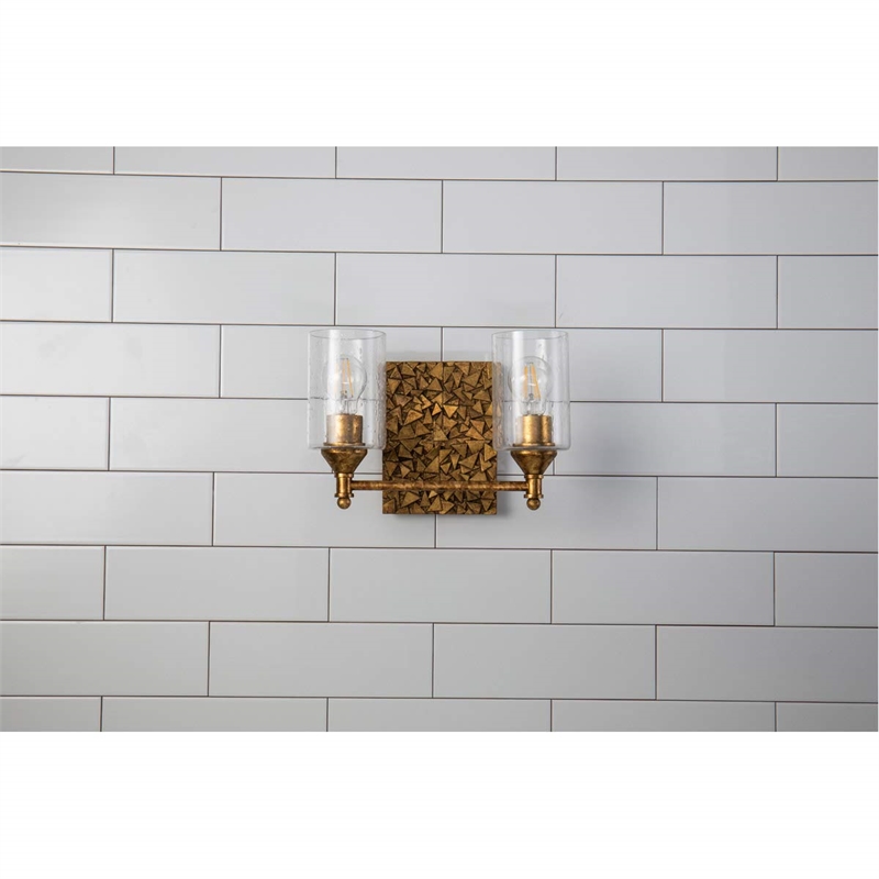 Bowery Hill Transitional 2-light Metal Bath Vanity Light in Antique Gold