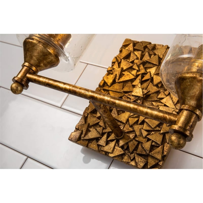 Bowery Hill Transitional 2-light Metal Bath Vanity Light in Antique Gold