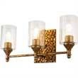 Bowery Hill Transitional 3-light Metal Bath Vanity Light in Antique Gold