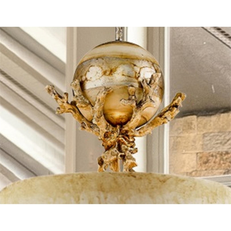 Bowery Hill Metal Pendant with Gold/Silver Accents in Putty Patina