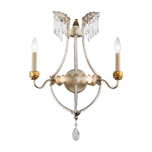 Bowery Hill 2-Light Traditional Metal Sconce in Distressed Silver/Gold