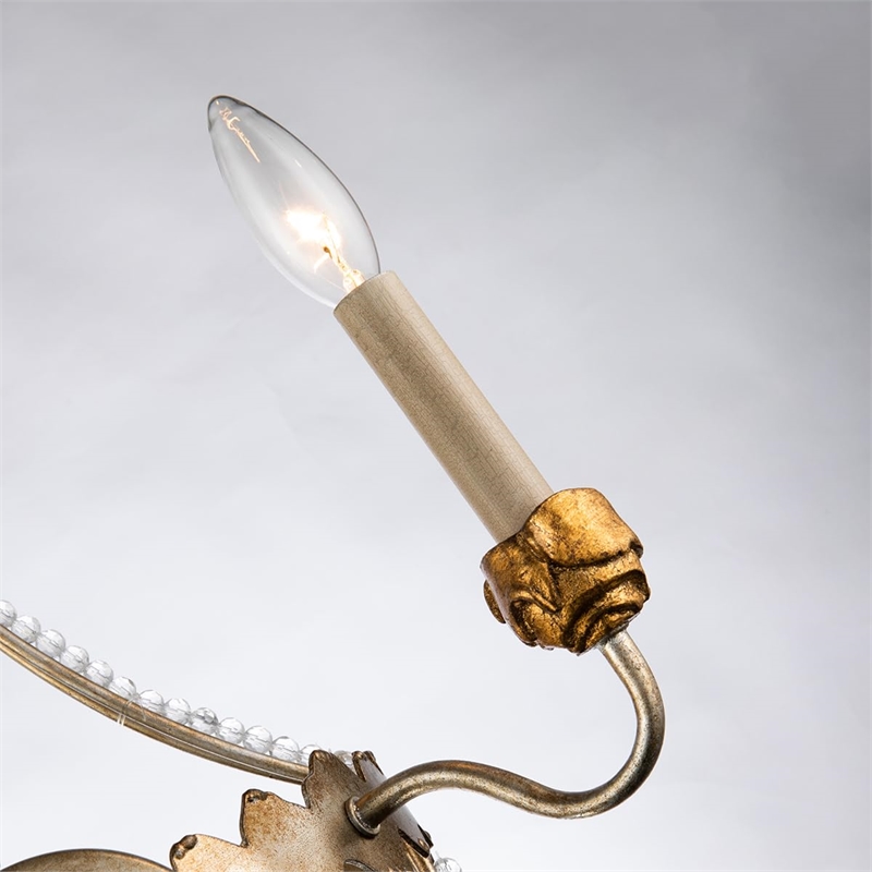 Bowery Hill 2-Light Traditional Metal Sconce in Distressed Silver/Gold