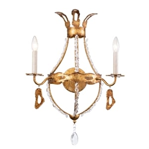 Bowery Hill 2-Light Metal Sconce with Crystal Beading in Gold