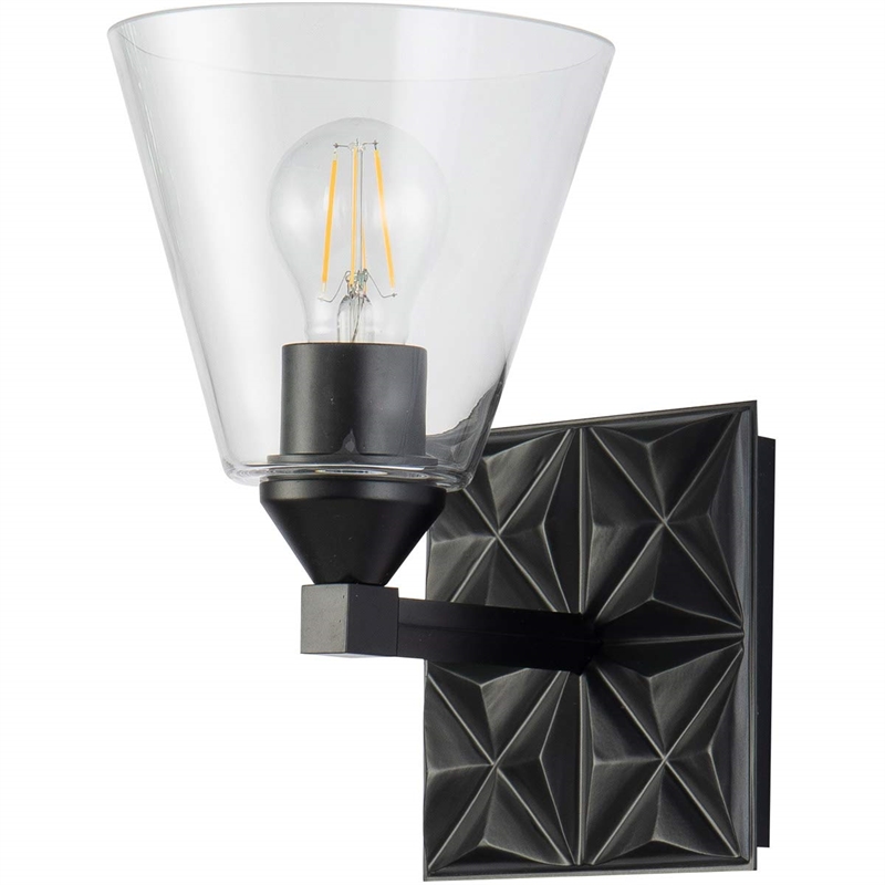 Bowery Hill Transitional 1-light Metal Bath Vanity Light in Matte Black