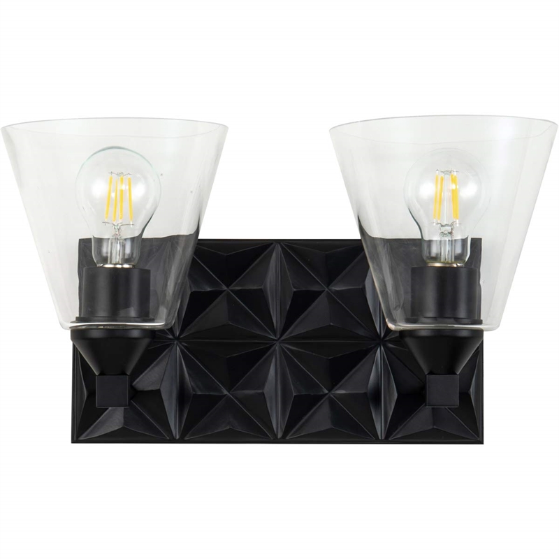 Bowery Hill Transitional 2-light Metal Bath Vanity Light in Matte Black