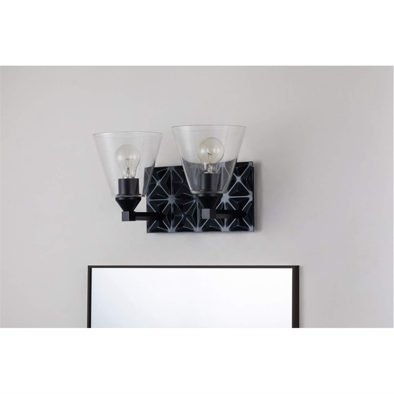 Bowery Hill Transitional 2-light Metal Bath Vanity Light in Matte Black