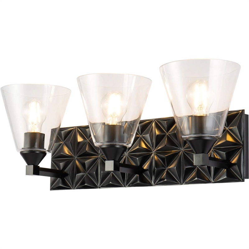 Bowery Hill Transitional 3-light Metal Bath Vanity Light in Matte Black